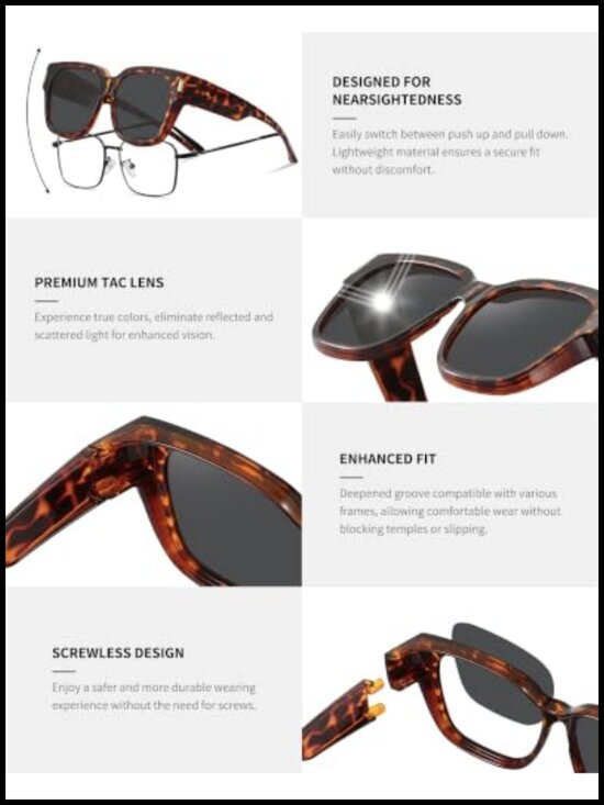 Polarized Fit Over Glasses Sunglasses UV400 Wrap Around Driving Shades main image 5